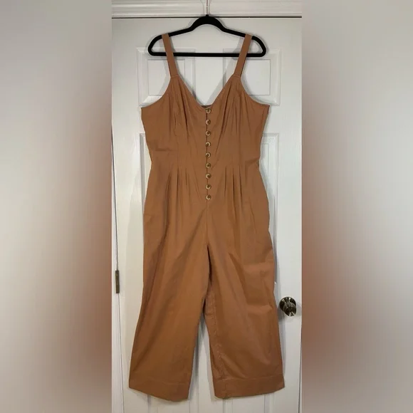 NWT Universal Thread “Iced Tea” Sleeveless Pleated Button Up Jumpsuit Size 16 - Picture 2 of 9